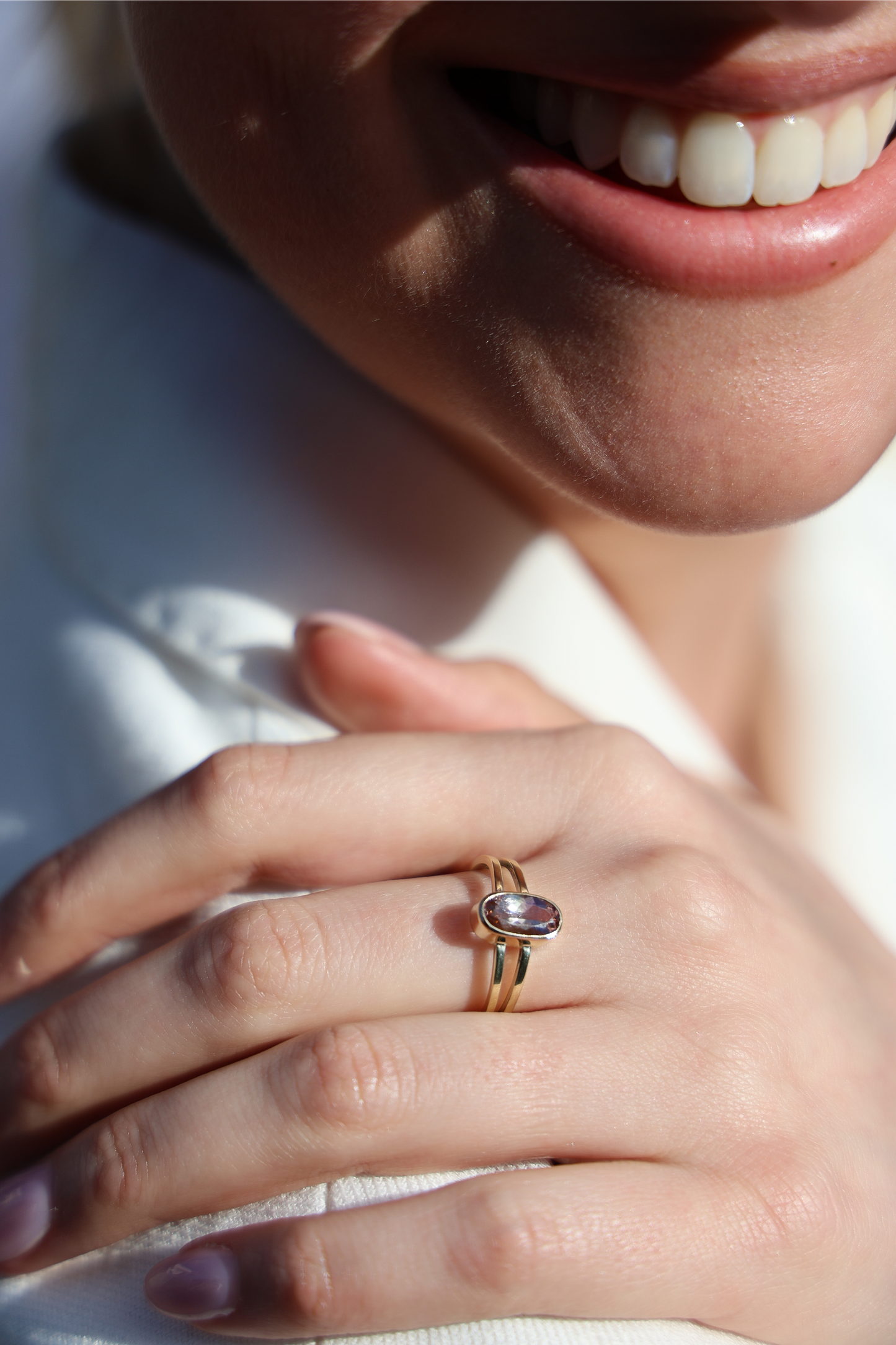 Pink tourmaline split ring